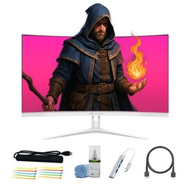 CRUA 27 inch 100HZ Curved Monitor Perfect for Gaming/Office/Dorm/Home use. Bundle Includes: LCD Cleaning Kit, HDMI Cable, Surge Protector, Cable Ties and USB Hub