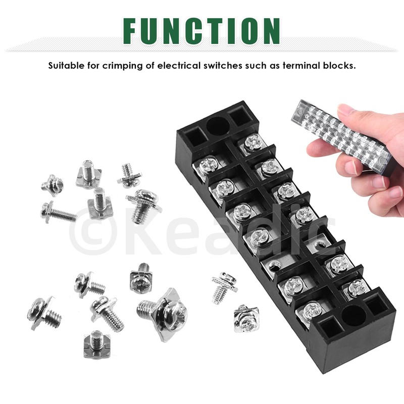 Keadic 240pcs M3 M3.5 M4 M5 Terminal Block Screws Assortment