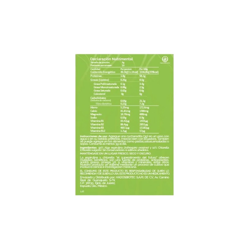 Alga Espirulina+chlorella En Polvo 100 G 3 Pack