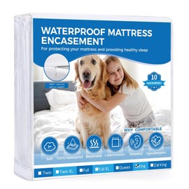 King Zippered Mattress Protector,Premium 6-Sided Mattress Encasement for Bed Protects Against Liquids, Dust,12-15 Inch Waterproof Mattress Cover for Kids Breathable & Noiseless 76 * 80 Inch