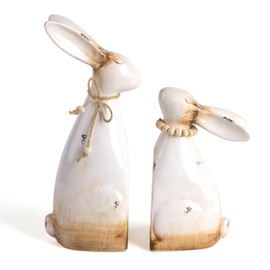 Valery Madelyn Easter Bunny Decorations for Home, 2Pcs Ceramic White Rabbit Statue Figurine Spring Decor, Easter Gift Tabletop for Indoor Outdoor Garden Lawn Yard Decor Table Centerpieces