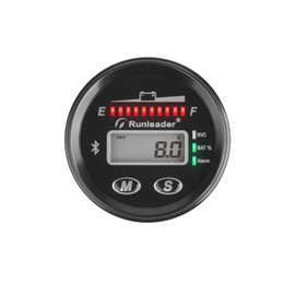 Runleader 12V to 48V Bluetooth LED Battery Indicator,Voltage Gauge with Alert,Run Hours Record for Lead Acid Trojan Lithium Gel AGM LiFePO4 Battery Powered Golf Cart Forklift Go-Kart (1)