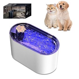 RUGNADOO Fuente De Agua para Gato, Bebedero para Gato, con Luz Led, 3l, Ultra Silenciosa para Gatos con Filtro