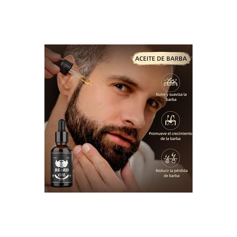 Kit Cuidado Barba 8 en 1, Kit Barba para Hombre,