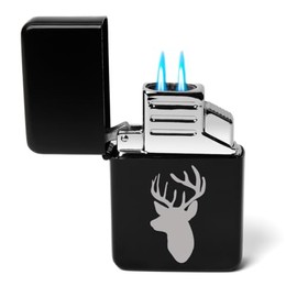 ROLYAD Dual Flame Torch Lighter Deer Head with Antlers Hunting (Black)