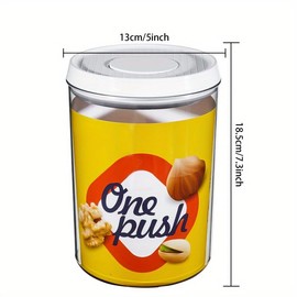 Dinana Clear Storage Jar with POP Up Lid,Food Storage Container with Airtight Lid, Kitchen Canisters For Tea,Coffee Bean, Sugar, Candy, Cookie, Spice(1.6L/ 54oz)