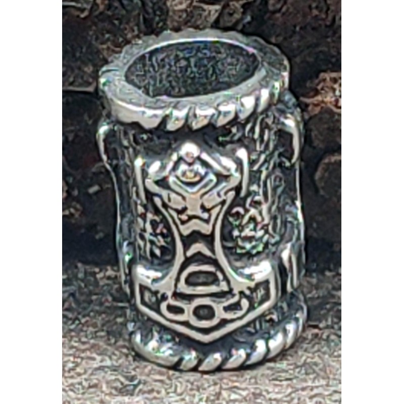 Thor's Hammer Beard Bead 925 Silver 5 mm, Enamel, No