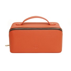 The London Train Case Beauty Concertina Fold Out Organiser Vanity Toiletry Bag Make-Up Case by Alice Wheeler (Orange and Black)