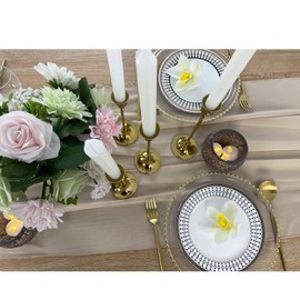 EHLDekol 13ft Champagne Chiffon Table Runner, 29x156 inches Romantic and Rustic Boho Wedding Table Runner, Top Table Sheer Bridal Party Decorations(Champagne/Nude/Sand)