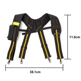 Tool Belt Suspender, Heavy Duty Work Braces Hanging Tool Bag Suspenders Portable Tool Carrying Suspension Rig with Phone Pocket Adjustable Strap, for Electrician Carpenter