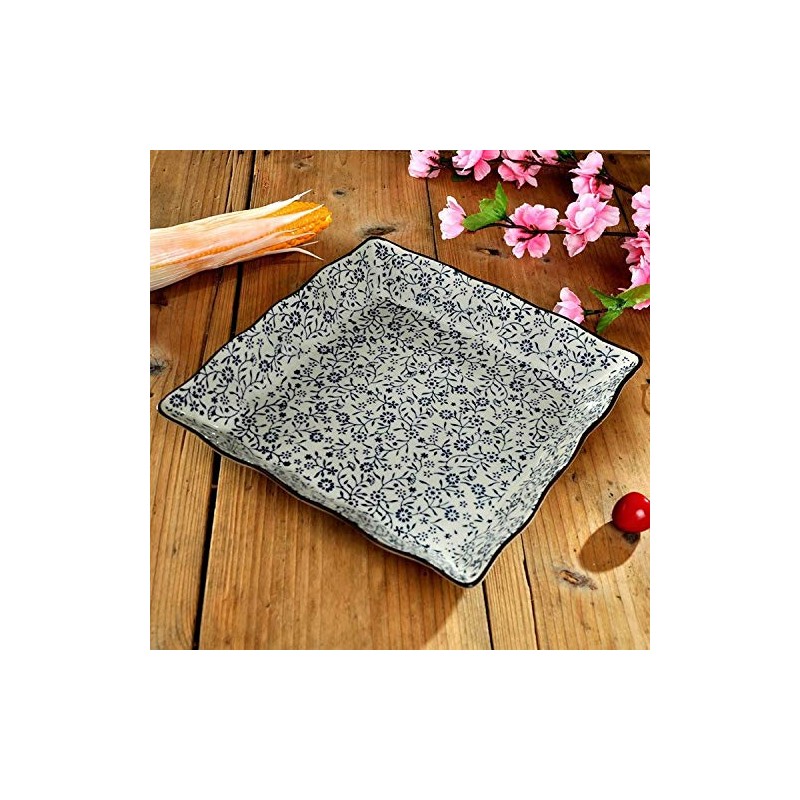 西田 (Nishida) No. 9 Square Dishes (Blue Flower Gathering/Bring Kagurazaka/Commercial