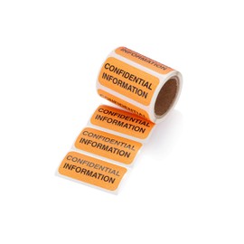 Carstens Medical Stickers – Confidential Information Alert and Instruction Labels for Medical Charts, Orange and Black, Roll of 100 Patient Chart Labels, W1.5" x H.75"