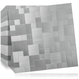 DICOFUN 10-Sheet Peel and Stick on Tile Backsplash Stainless Steel Metal for Kitchen Stove
