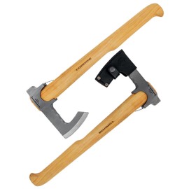 Condor Tool & Knife TravelHawk Axe - Handcrafted Leather Sheath - 1060 High Carbon Steel Camping Axe with a Light Wooden Hickory Handle - 6.6in Blade - 30.3oz