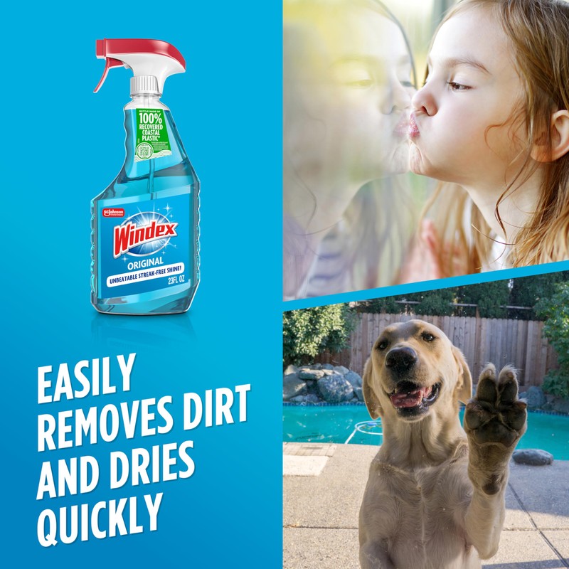 Windex Glass and Window Cleaner Spray Bottle, Packaging Designed to