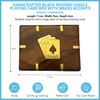 Thorness Elegant Black Wooden Playing Card Box with Brass Accents