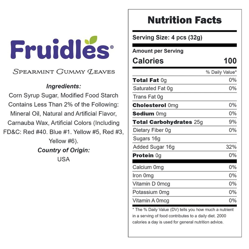 Fruidles Spearmint Leaves, Delicious Gummy Jelly Candy, Gluten-Free, Fun and