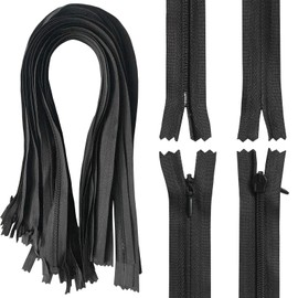 Gnognauq 20PCS 24 inch Black Nylon Invisible Zipper Tailor DIY Sewing Tools for Garment/Bags/Home Textile