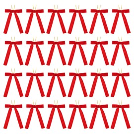 PATIKIL 24 Pcs 1" Velvet Bows Vintage Wreath Bow Ribbon Gift Bows Red, 5"x7"