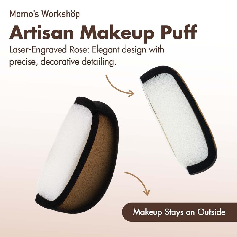 Momo's Workshop Rose Tatami Makeup Sponge Set,Double-Sided Egg Shape Rubycell