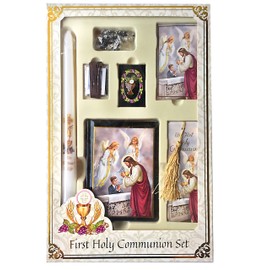 Boys Blessed Sacrament Deluxe First Communion Gift Box Set with Candle