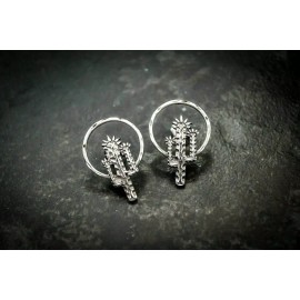 Mainland Silver Southwest Cactus Earrings • 925 Sterling Silver • Saguaro Cactus • Navajo...