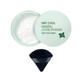 Polvo Mineral Suelto No-Sebum Control de Aceite con Extracto de Menta + Esponja Puff de Regalo | Fijador Ligero, Acabado Mate y Natural