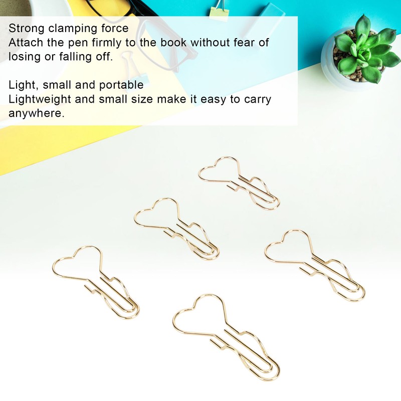 50pcs Heart Pen Clips Plated Metal Pen Holder Clips Small