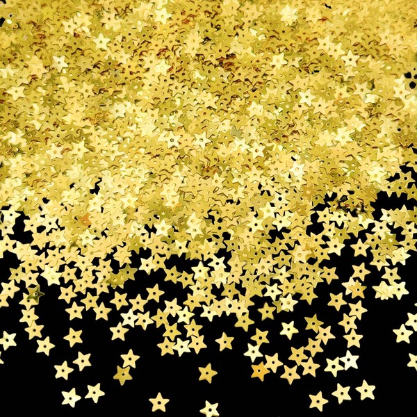 10 Grams 5mm/0.2" Gold Tiny Star Sew on Sequins Mini
