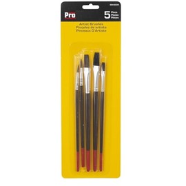 Rocky Mountain Goods Artist Paint Brushes Set for Acrylic, Oil, Watercolor Painting - 5 Pro Brushes - Pony Hair Round, Pony Hair Flat, Black Bristle Flat - Paint by Number Brushes - Wood Handle