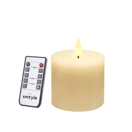smtyle 3x3 inch Flameless Battery Operated Flickering Candles with Timer Pack of 2 for Home Decoration Birthday Gardens