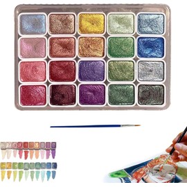 Shifting Watercolor Painting Set, Color Shifting Watercolor Paint, 20 Colors Shimmer Watercolor Paints, Glitter Water Colour Solid Paint Box, Glitter Watercolor Paint for Beginners Artists