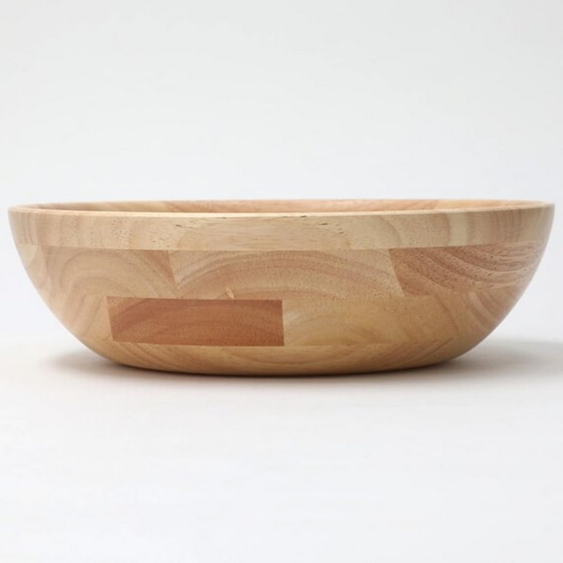 Nitori 8964236 Wooden Bowl, Round Bowl, Rubber, 9.4 inches (24