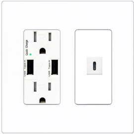 RiteAV USBC Wall Plate - USB Charger [Screwless White]