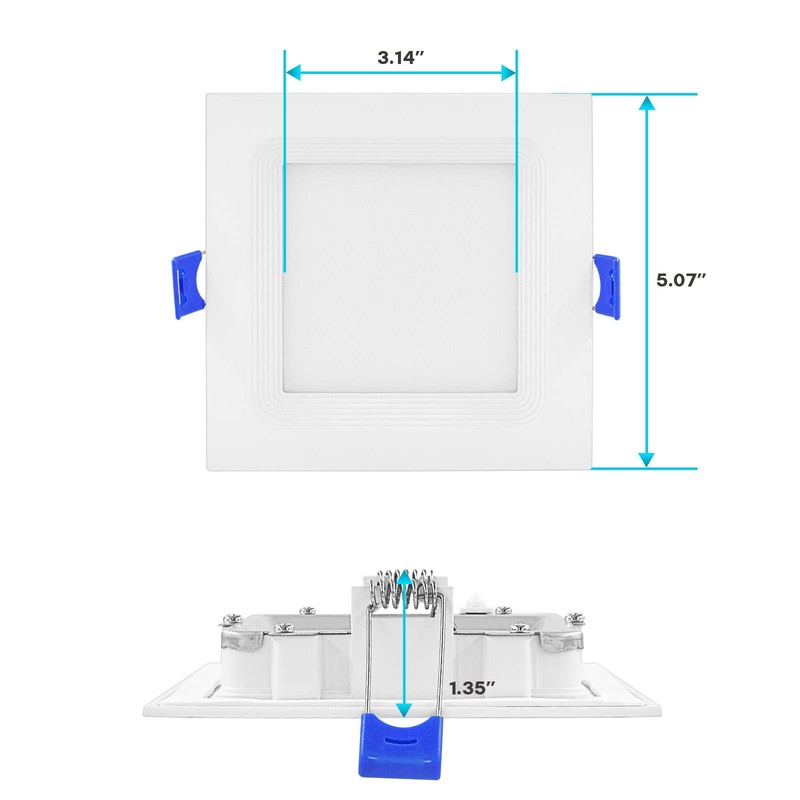 LUXRITE 4 Inch Ultra Thin Square LED Recessed Lighting, 12W,