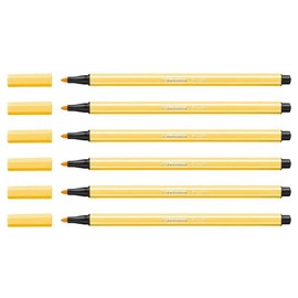 Stabilo EASYcolors 6 Felt Tip Pens Drawing Pen 68 PTE Chisel Tip Average 1 mm Yellow