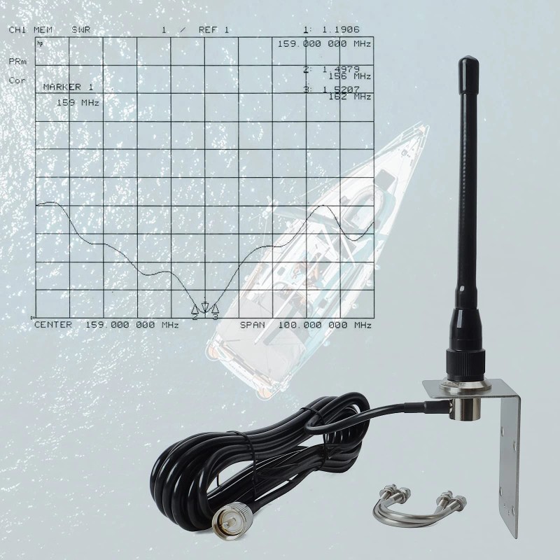 Hys Vhf Marine Antenna Low-profile 156-163Mhz Antennas W/16.4ft(5m) Rg