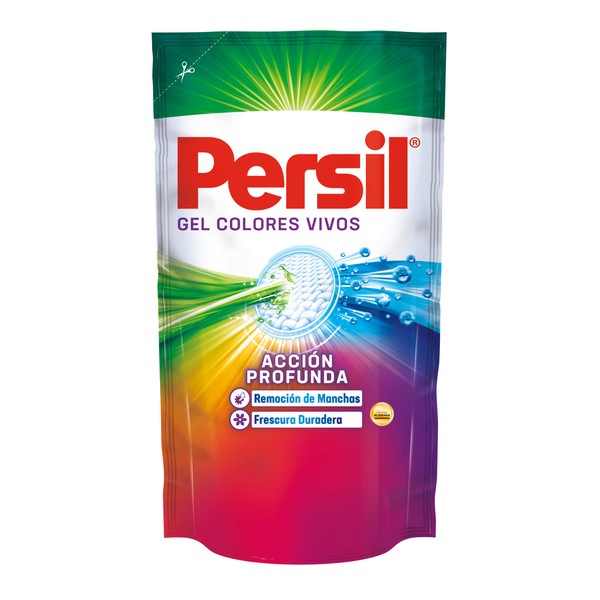 Persil Gel Colores Vivos, 830ml, Detergente Líquido, Acción Profunda Plus, Remoción de Manchas Incrustadas y Odor Block, Tecnología Alemana, (11 cargas)