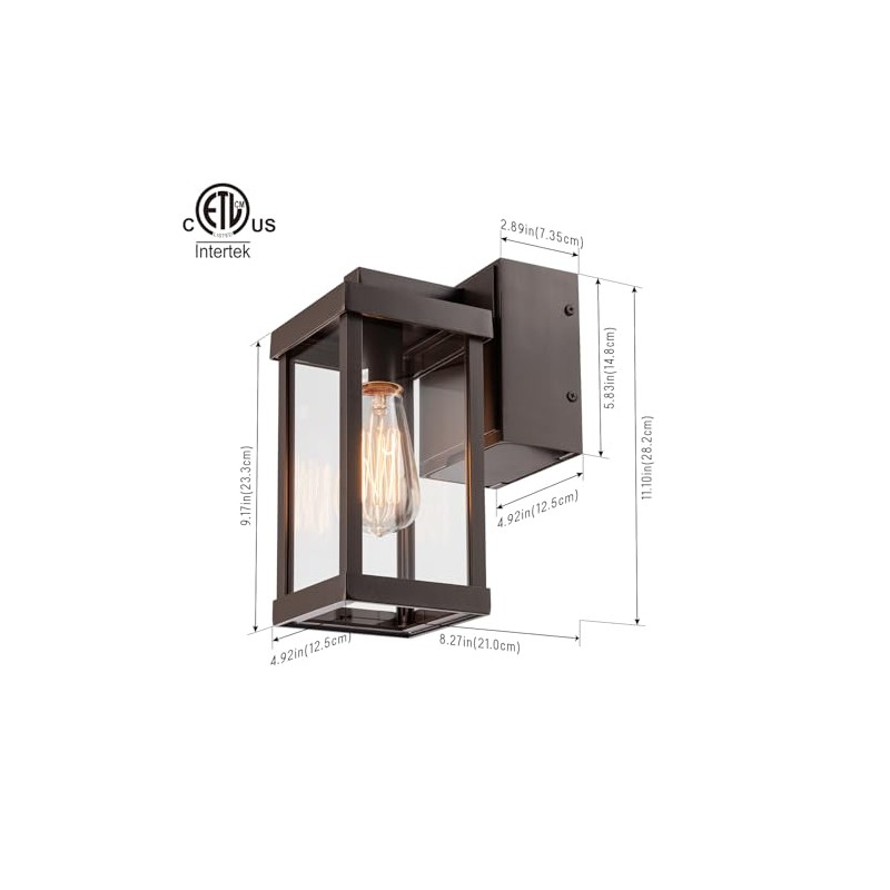 mirrea 11" Classic Outdoor Wall Sconce with Built-in GFCI Outlet