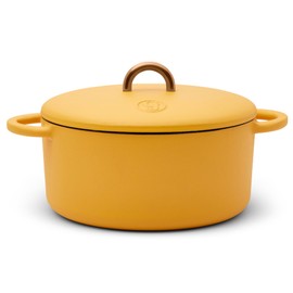 Great Jones Dutch Baby Dutch Oven with Lid (Mustard, 3.5-Quart) | Enameled Cast Iron, Round Shape | Safe for Stovetops & Ovens up to 500°F | Space-Saving & Dishwasher-Friendly | Small-Batch Cooking