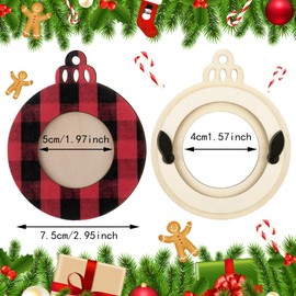 Jetec 12 Pcs Christmas Picture Frame Ornaments Bulk Wooden Buffalo Plaid Photo Frame Hanging Ornaments for Christmas Tree Decorations (Red and Black, Black and White, Black and Green)