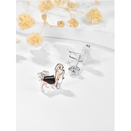 Dreamboat Basset Hound Dog Stud Earrings for Women 925 Sterling Silver Jewelry Gifts for Basset Hound lovers