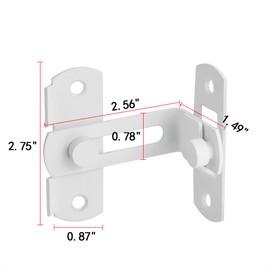 INIRET 2 Packs Flip Door Sliding Latches，Matte White 90 Degree Stainless Steel Bar Gate Latches Safety Door Lock,Sliding Door Antique Lock Gate Latches Wine Cabinet Carbon Steel Closet Door Latches