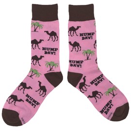 SockFly Hump Day Pink Dress Socks Funny Novelty Crazy Fun Design Men Size 8-12 Cotton Casual Crew Colorful Funky Fancy Socks Gift for Men