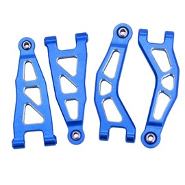 Aluminum Alloy Front Upper Swing Arm & Front Lower Swing Arm Upgrade Parts for ARRMA 1/18 Granite GROM/Typhon GROM (Blue)