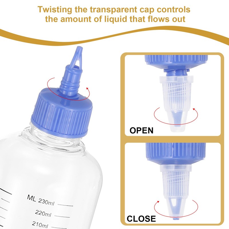 PATIKIL 230 Ml/8 oz Plastic Squeeze Bottles with Blue Twist