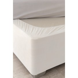 Box Spring Cover - Transform Your Bed with This Fully Elasticated Faux Suede & Stretch Wrap-Around 4 Sides Bed Skirt (White, King/Cal King/Olympic Queen)