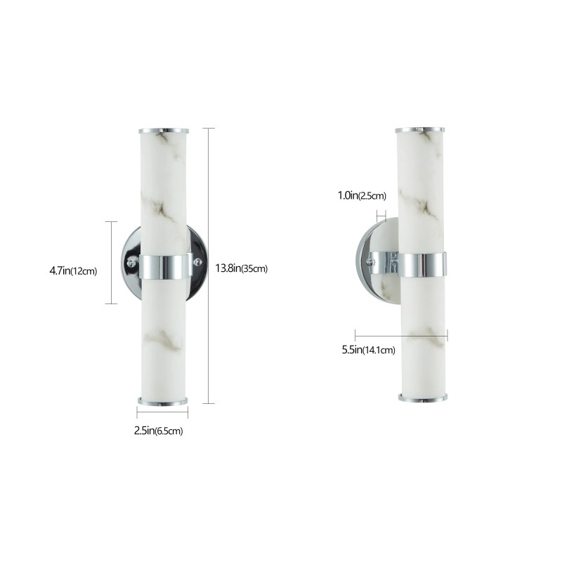2 Pack 14 Inch LED Modern Wall Sconces Chrome Resin