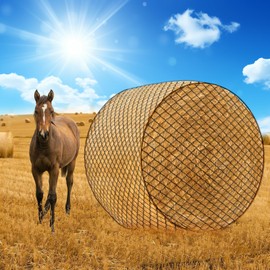 RTFLYKAY 5x5ft Round Bale Hay Net, 5x5 Ft Sturdy Hay Net Slow Feed for Horses, Knotless Slow Feed Hay Net Feeder for Livestocks, Slow Feeder Hay Nets with 2 inches Hole (5 * 5 ft)