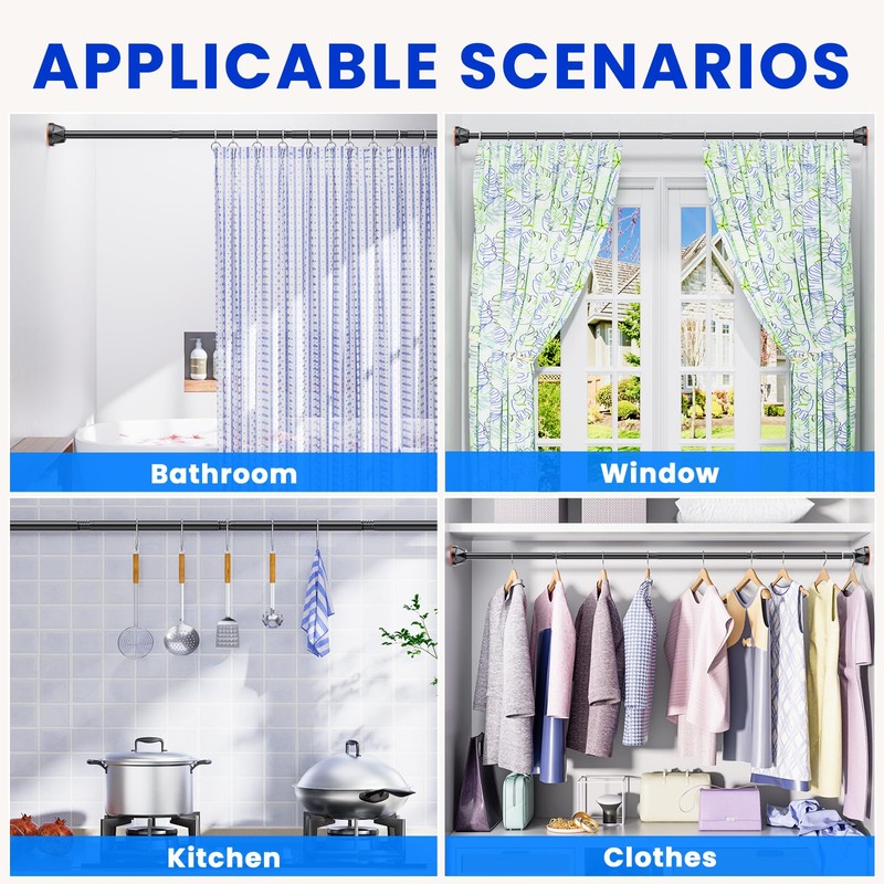 TITGIPE Black Shower Curtain Rod 32-80 Inches, No Drilling Tension